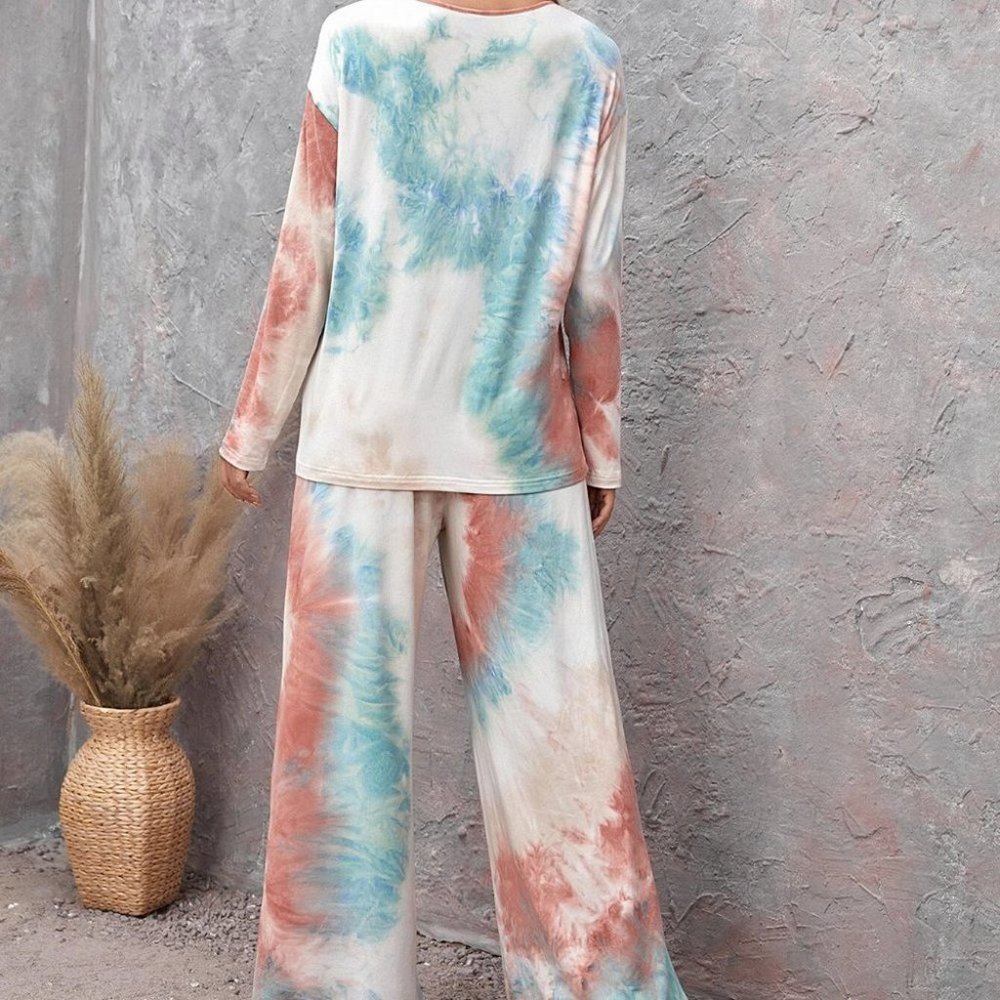 Multicolor Boho Womens tie dye Pants & Tee Set coord set - Picture 2 of 5